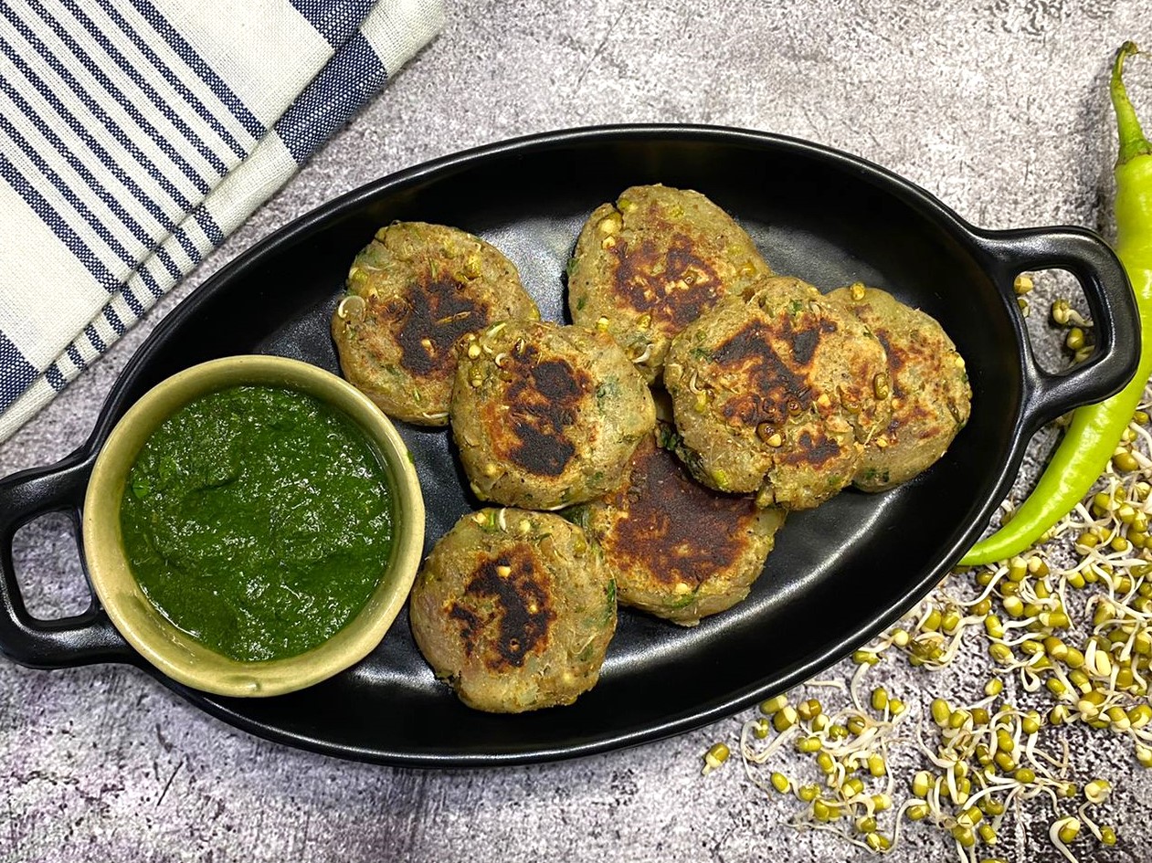 Sprouted Moong Beans and Sweet Potato Cutlets Recipe