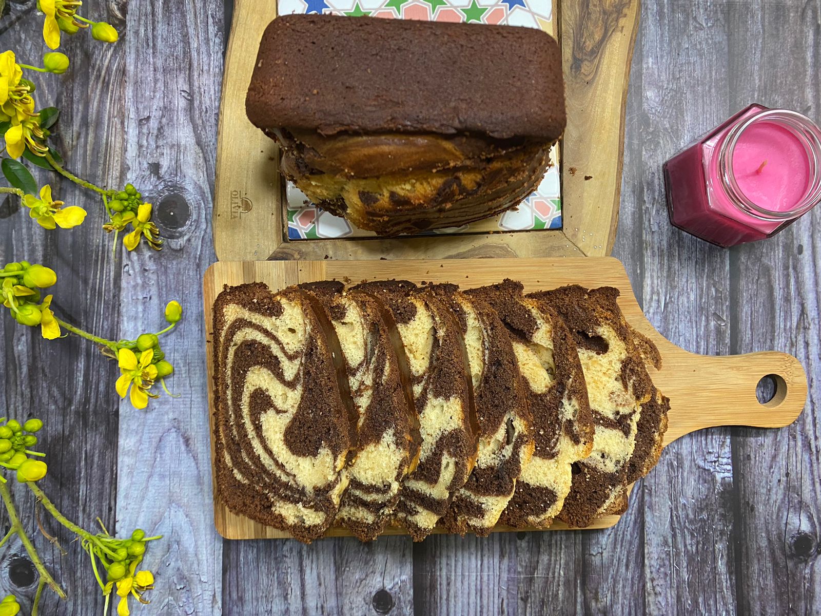 Eggless Marble Cake Recipe